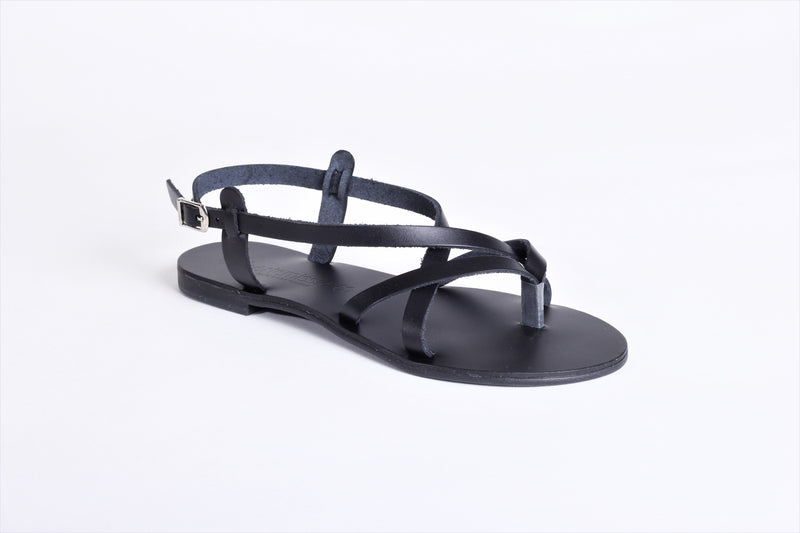 Ladies Leather Sandals Black 