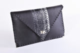 Black & Snakeskin Leather Clutch Handbag