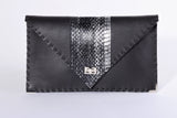 Black & Snakeskin Leather Clutch Handbag