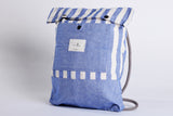 Blue Stripe 100% Cotton Canvas Backpack