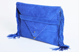 Electric Blue Suede Medusa Clutch Handbag