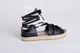 Gladiator Black Leather Espadrille