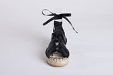 Gladiator Black Leather Espadrille