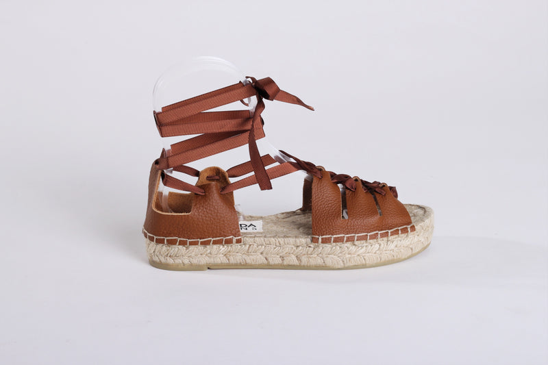 Gladiator Tan Leather Espadrille