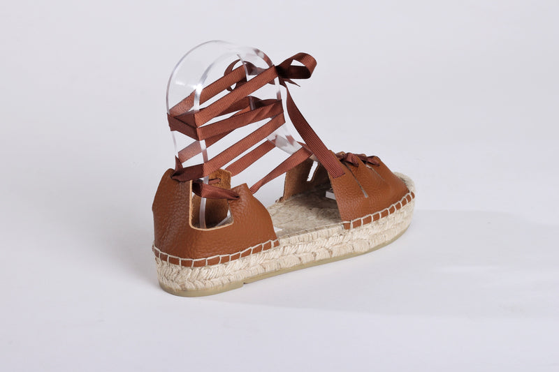 Gladiator Tan Leather Espadrille