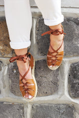 Gladiator Tan Leather Espadrille