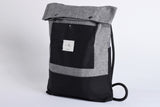 Grey & Black 100% Cotton Canvas Backpack