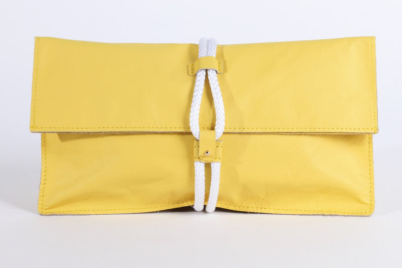 Kleio Yellow Leather Clutch Handbag