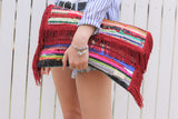 Red Fringe Kourelou Clutch