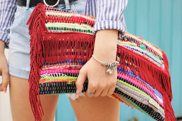 Red Fringe Kourelou Clutch