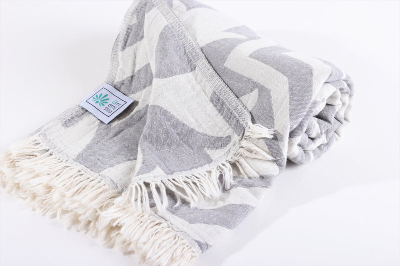 Milos Grey Peshtemal Beach Towel