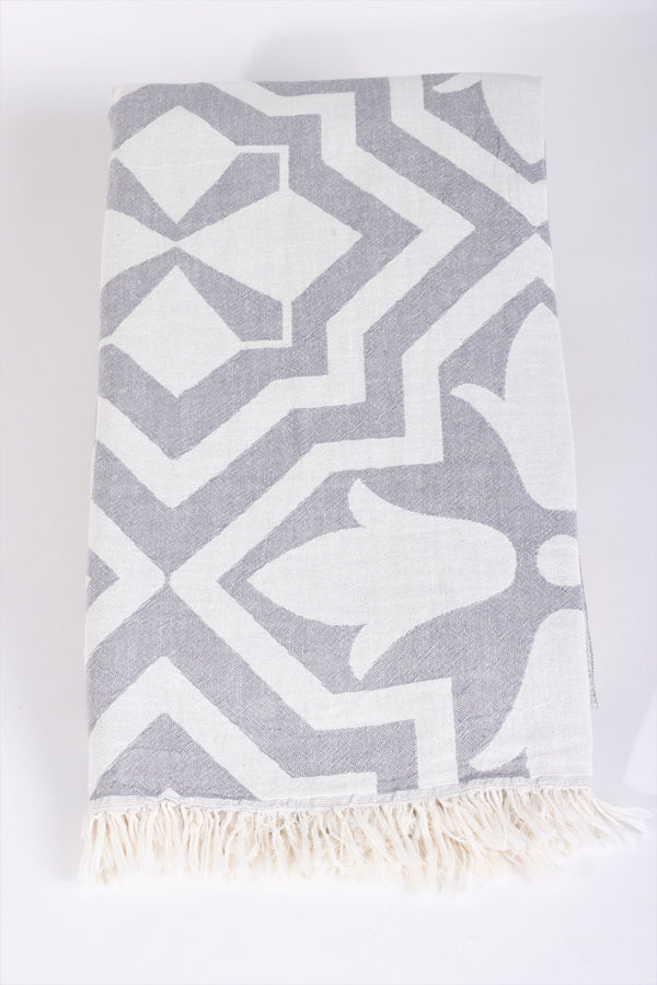 Milos Grey Peshtemal Beach Towel