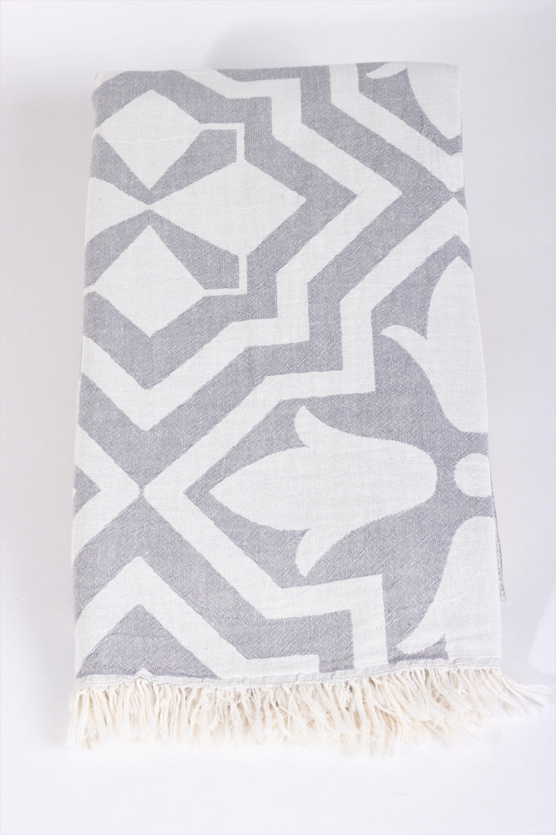 Milos Grey Peshtemal Beach Towel