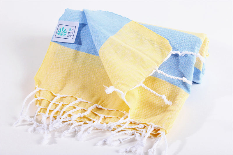 Naxos Blue & Yellow Peshtemal Beach Towel