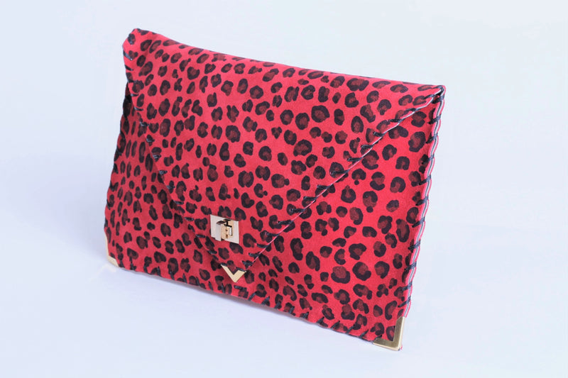 Red Leopard Symmetria Clutch Handbag