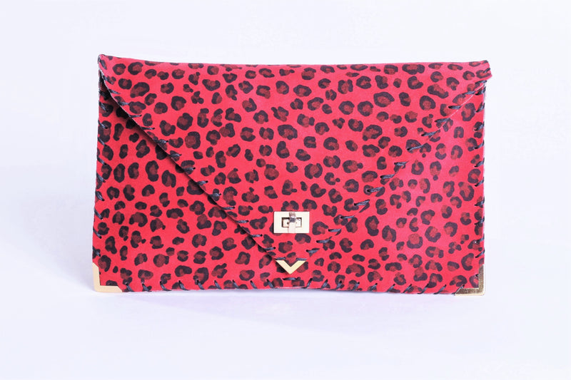 Red Leopard Symmetria Clutch Handbag