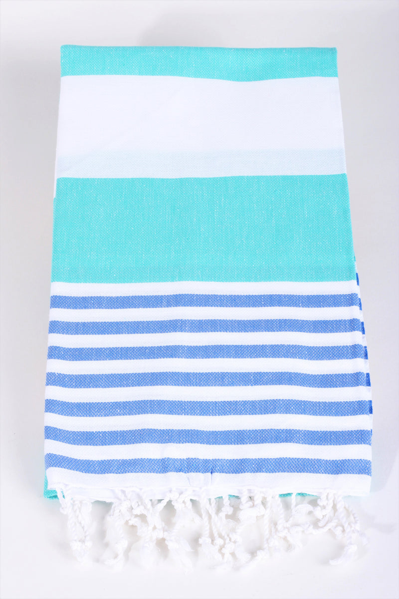 Rhodes Green & Blue Peshtemal Beach Towel