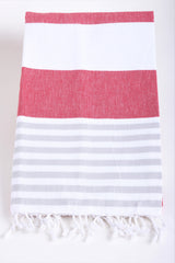 Rhodes Red & Grey Peshtemal Beach Towel