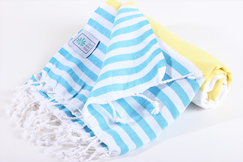 Rhodes Yellow & Turquoise Peshtemal Beach Towel