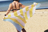 Rhodes Yellow & Turquoise Peshtemal Beach Towel